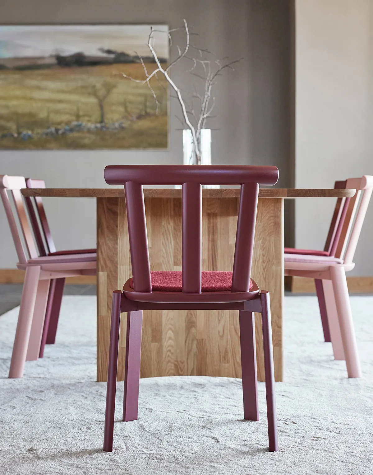 Chaise Alt assise rembourrée en bouleau, Hallingdal 65-694 maroon-lingon 19 Stolab