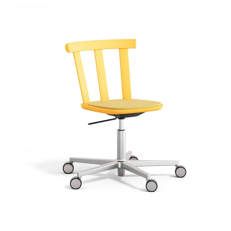 Chaise Alt sur pied pivotant avec assise rembourrée en bouleau, Hallingdal 65-407 yellow-jaune vif 80 Stolab