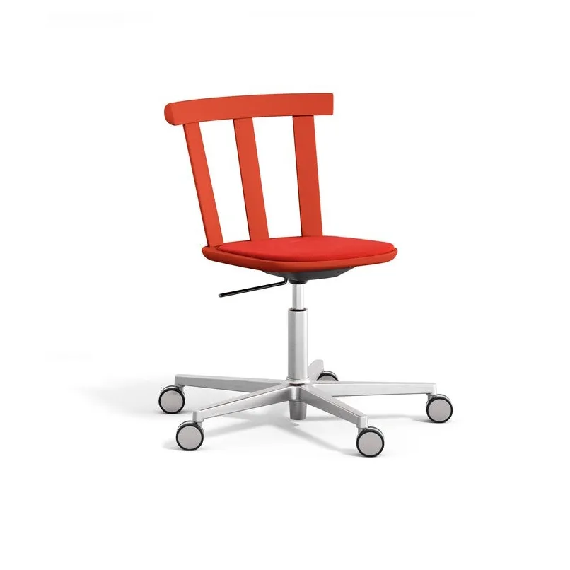 Chaise Alt sur pied pivotant avec assise rembourrée en bouleau, Vidar 4, 542 red-rouge fraise 44 Stolab