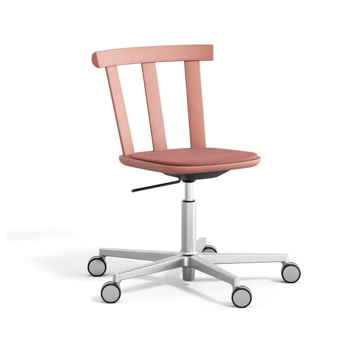 Chaise Alt sur pied pivotant avec assise rembourrée en bouleau, Vidar 4, 633 pink-mauve 27 Stolab