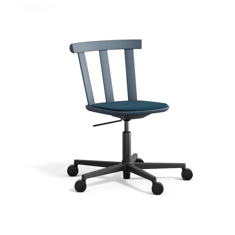 Chaise Alt sur pied pivotant avec assise rembourrée en bouleau, Vidar 4, 733 blue-orage 66 Stolab