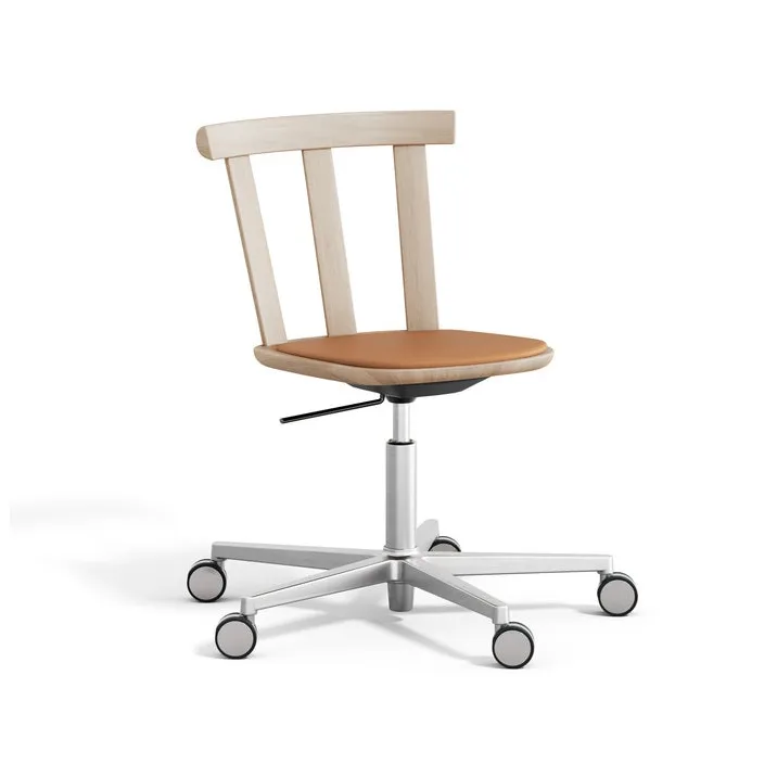 Chaise Alt sur pied pivotant avec assise rembourrée en chêne, Elmotique 43024-vernis mat clair Stolab