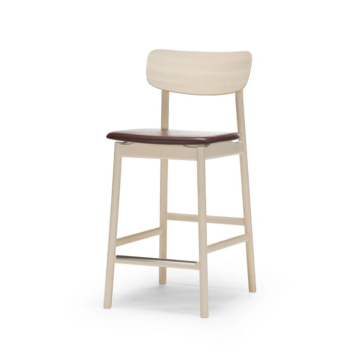 Chaise de bar Prima Vista - cuir elmo marron foncé-structure en bouleau laqué mat clair - Stolab