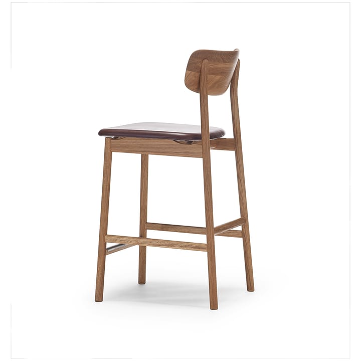 Chaise de bar Prima Vista - cuir elmo marron foncé, structure en chêne huilé naturel - Stolab