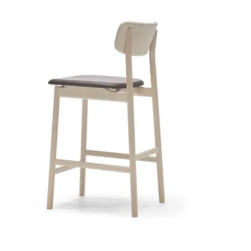 Chaise de bar Prima Vista - cuir Elmosoft marron foncé-structure en bouleau laqué mat clair, 65 cm - Stolab