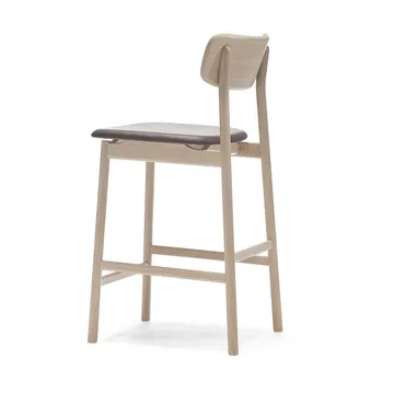 Chaise de bar Prima Vista - cuir Elmosoft marron foncé, structure en chêne huilé blanc - Stolab
