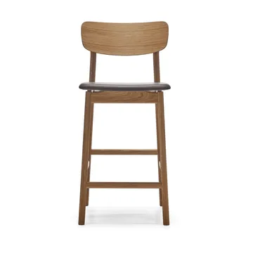 Chaise de bar Prima Vista - cuir Elmosoft marron foncé, structure en chêne huilé naturel - Stolab