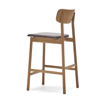 Chaise de bar Prima Vista - cuir Elmosoft marron foncé, structure en chêne huilé naturel - Stolab