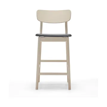 Chaise de bar Prima Vista - cuir Elmosoft noir-structure en bouleau laqué mat clair, 65 cm - Stolab