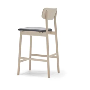 Chaise de bar Prima Vista - cuir Elmosoft noir-structure en bouleau laqué mat clair, 65 cm - Stolab