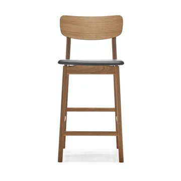 Chaise de bar Prima Vista - cuir Elmosoft noir, structure en chêne huilé naturel, 65 cm - Stolab
