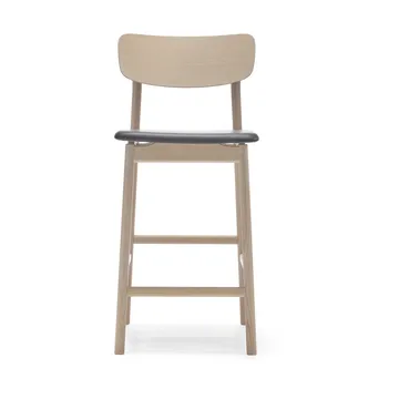 Chaise de bar Prima Vista - Elmosoft noir-blanc structure en chêne huilé blanc - Stolab