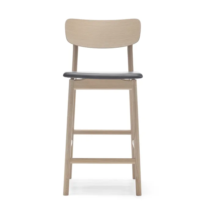 Chaise de bar Prima Vista - Elmosoft noir-blanc structure en chêne huilé blanc - Stolab