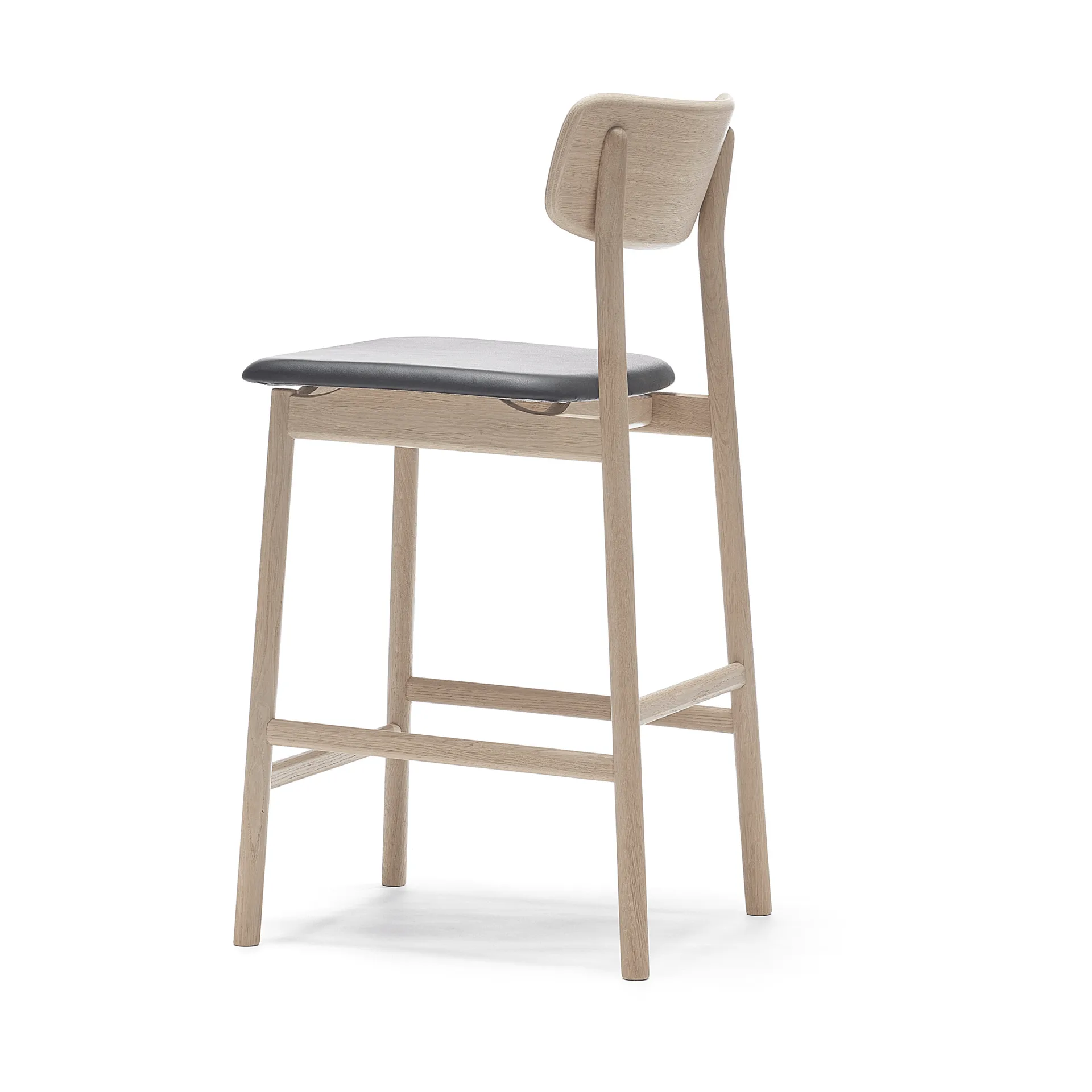 Chaise de bar Prima Vista, Elmosoft noir-blanc structure en chêne huilé blanc Stolab