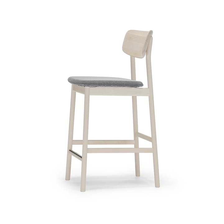 Chaise de bar Prima Vista - Tissu blues 9202 marron/beige-structure en bouleau huilé blanc - Stolab