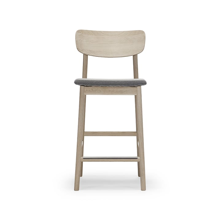 Chaise de bar Prima Vista - tissu blues 9202 marron/beige, structure en chêne huilé blanc - Stolab
