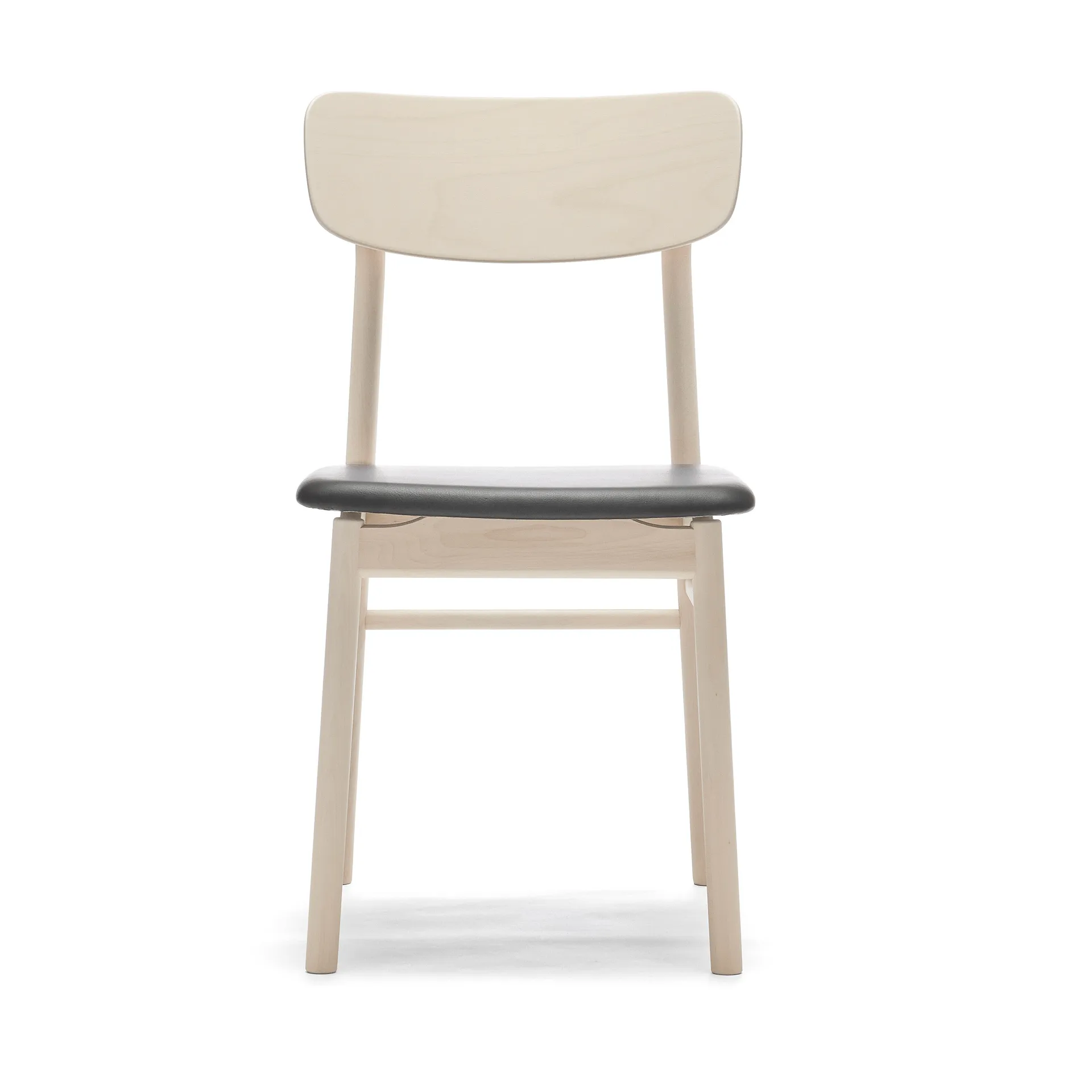 Stolab Chaise Prima Vista en bouleau huilé blanc Cuir Elmosoft 99001 noir