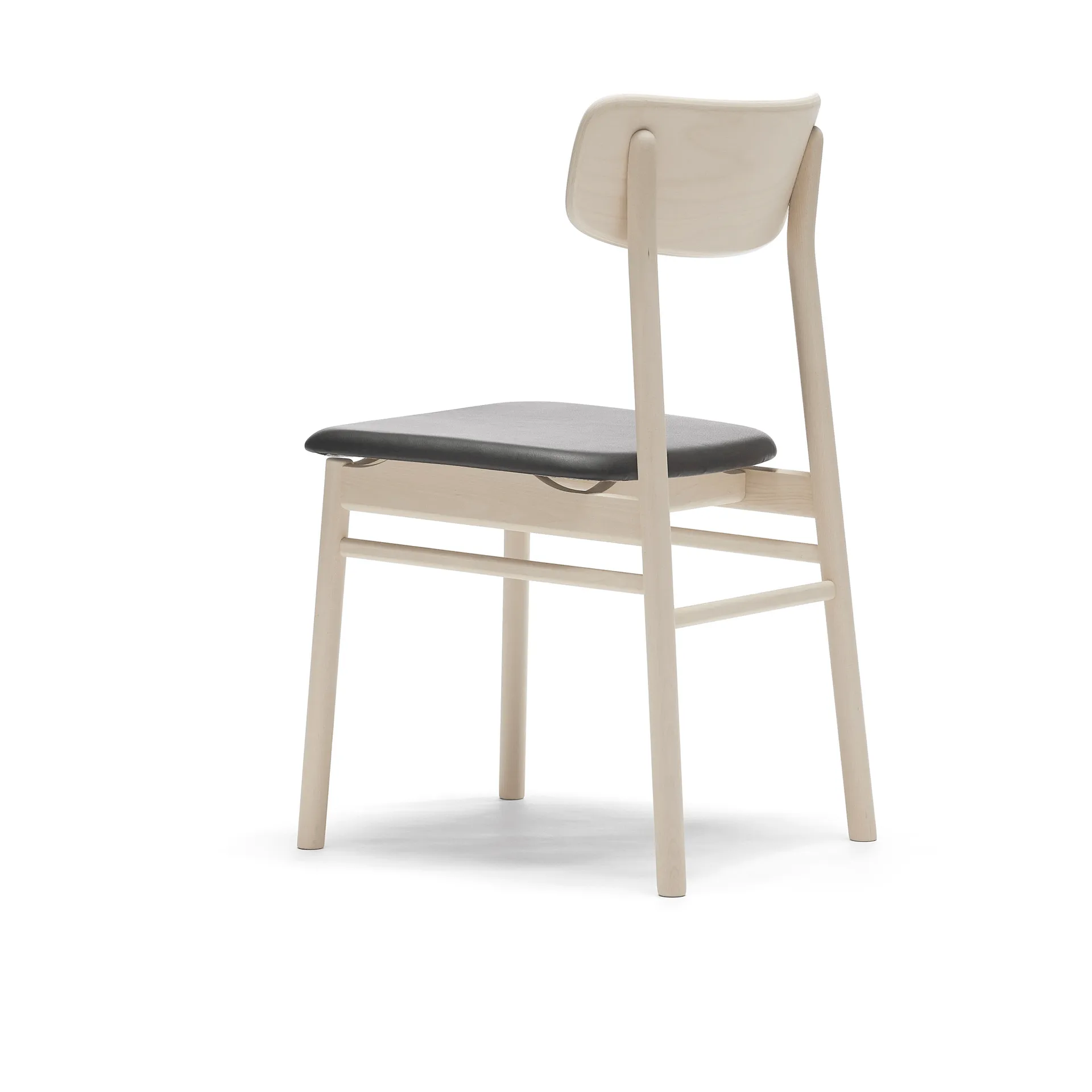 Chaise Prima Vista en bouleau huilé blanc, Cuir Elmosoft 99001 noir Stolab