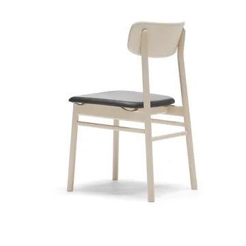 Chaise Prima Vista en bouleau huilé blanc - Cuir Elmosoft 99001 noir - Stolab