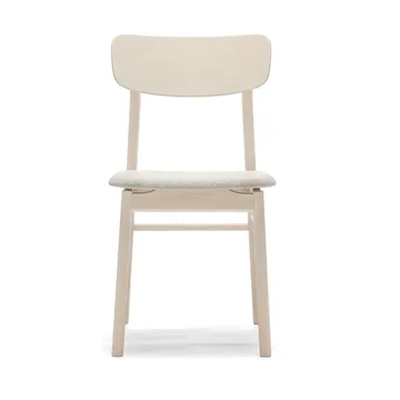 Chaise Prima Vista en bouleau huilé blanc - Tissu Atto Driftwood V3576/01 gris - Stolab