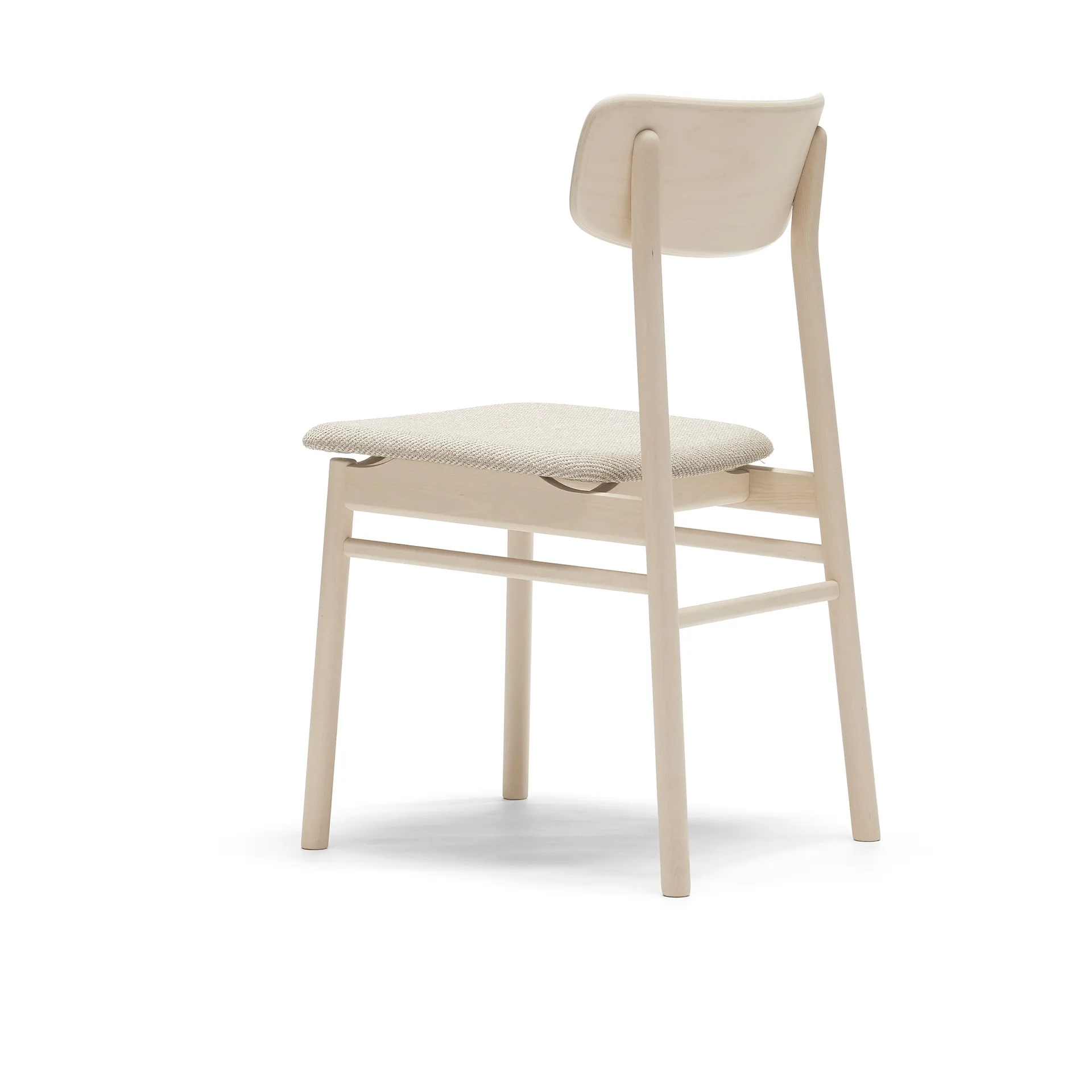 Chaise Prima Vista en bouleau huilé blanc, Tissu Atto Driftwood V3576/01 gris Stolab