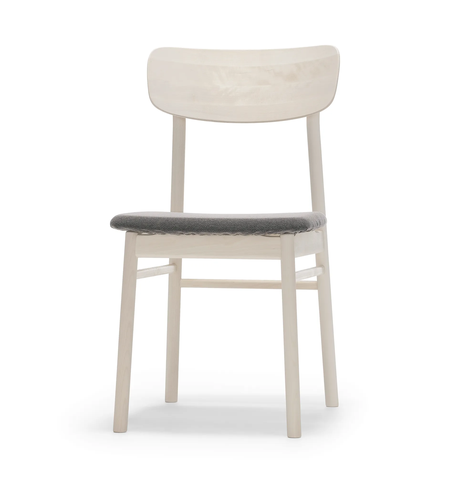 Chaise Prima Vista en bouleau huilé blanc, Tissu blues 9202 marron-beige Stolab