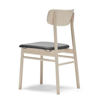 Chaise Prima Vista en bouleau laqué mat clair - Cuir Elmosoft VII 99001 noir - Stolab
