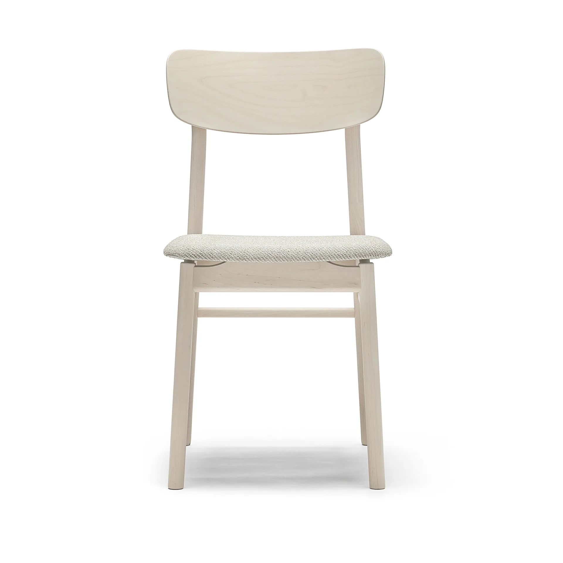 Chaise Prima Vista en bouleau laqué mat clair, Tissu Atto Driftwood V3576/01 gris Stolab