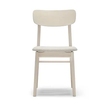 Chaise Prima Vista en bouleau laqué mat clair - Tissu Atto Driftwood V3576/01 gris - Stolab
