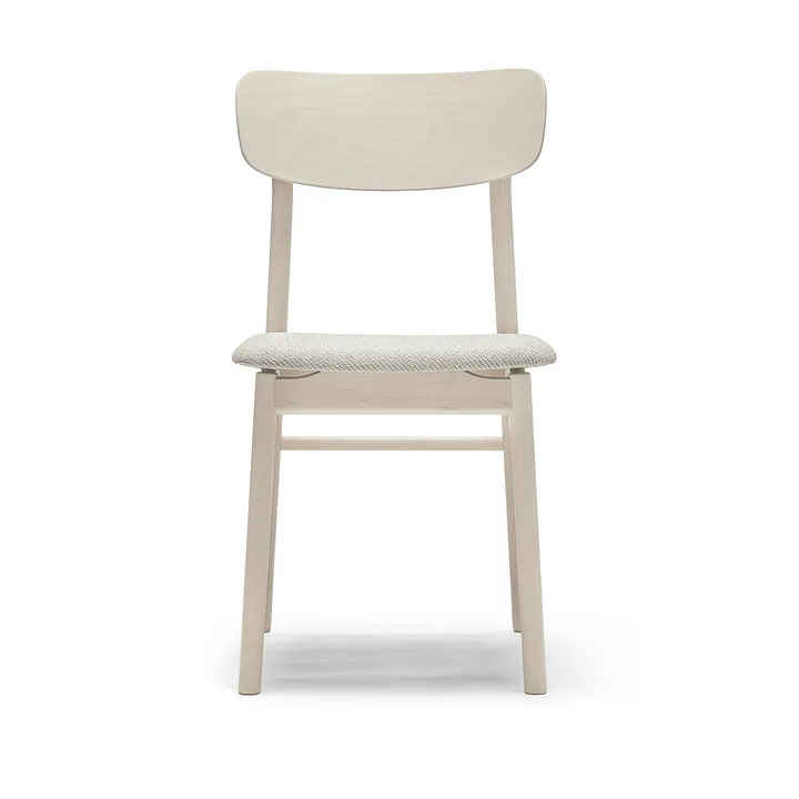 Chaise Prima Vista en bouleau laqué mat clair - Tissu Atto Driftwood V3576/01 gris - Stolab