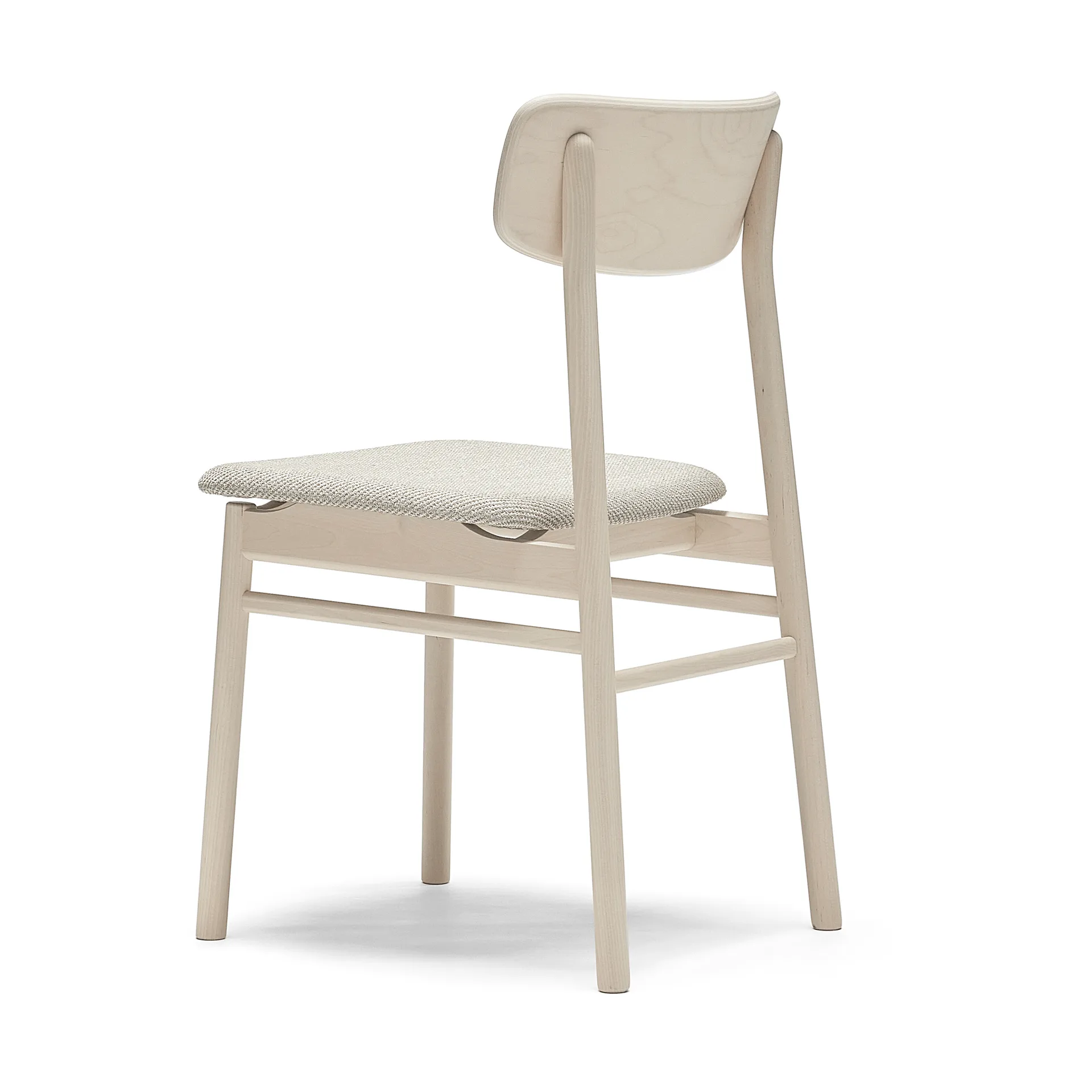 Chaise Prima Vista en bouleau laqué mat clair, Tissu Atto Driftwood V3576/01 gris Stolab