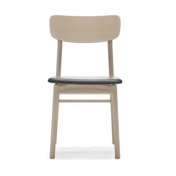 Chaise Prima Vista en chêne blanc huilé - Cuir Elmosoft 99001 noir - Stolab