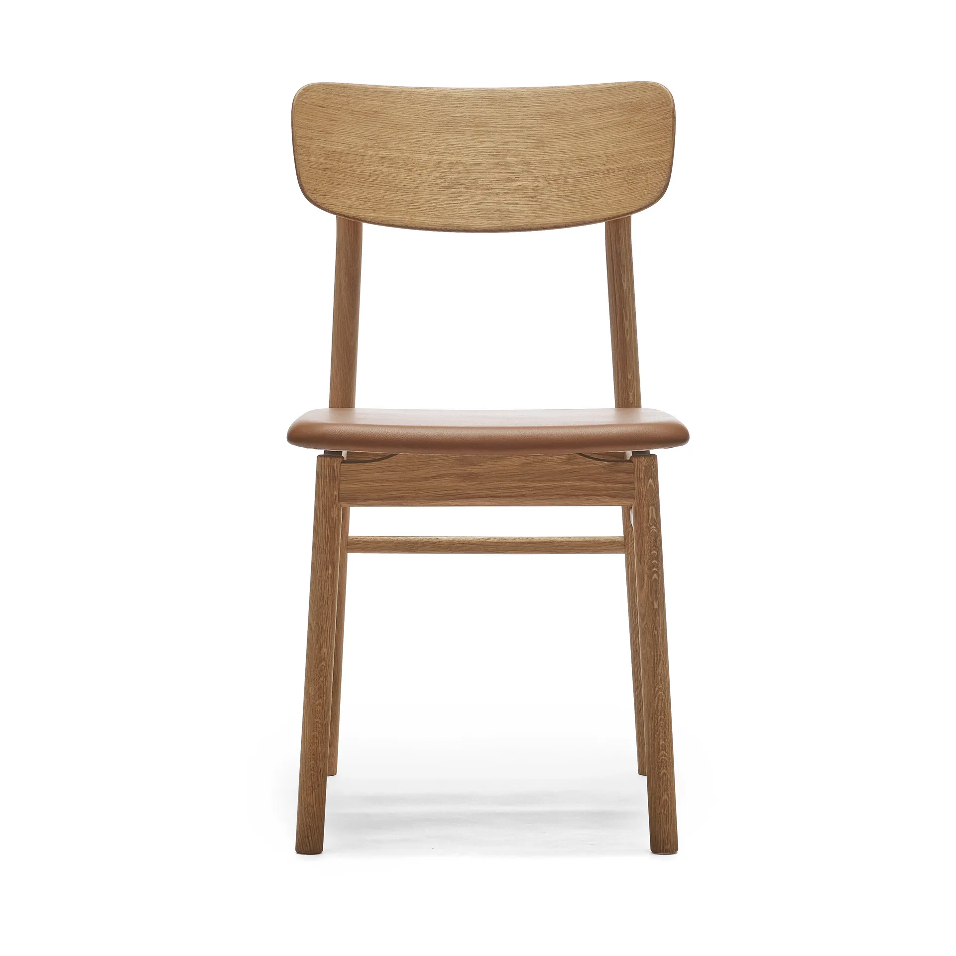 Chaise Prima Vista en chêne huilé, Cuir Elmosoft 43807 cognac Stolab