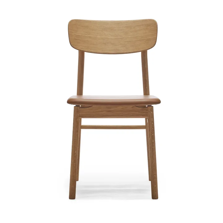 Chaise Prima Vista en chêne huilé - Cuir Elmosoft 43807 cognac - Stolab
