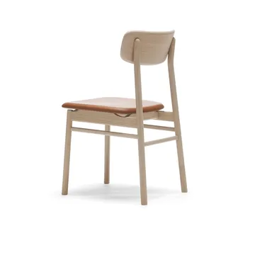 Chaise Prima Vista en chêne laqué mat clair - Cuir Elmosoft 43807 cognac - Stolab