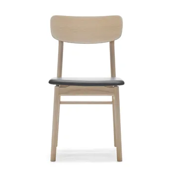 Chaise Prima Vista en chêne laqué mat clair - Cuir Elmosoft 99001 noir - Stolab