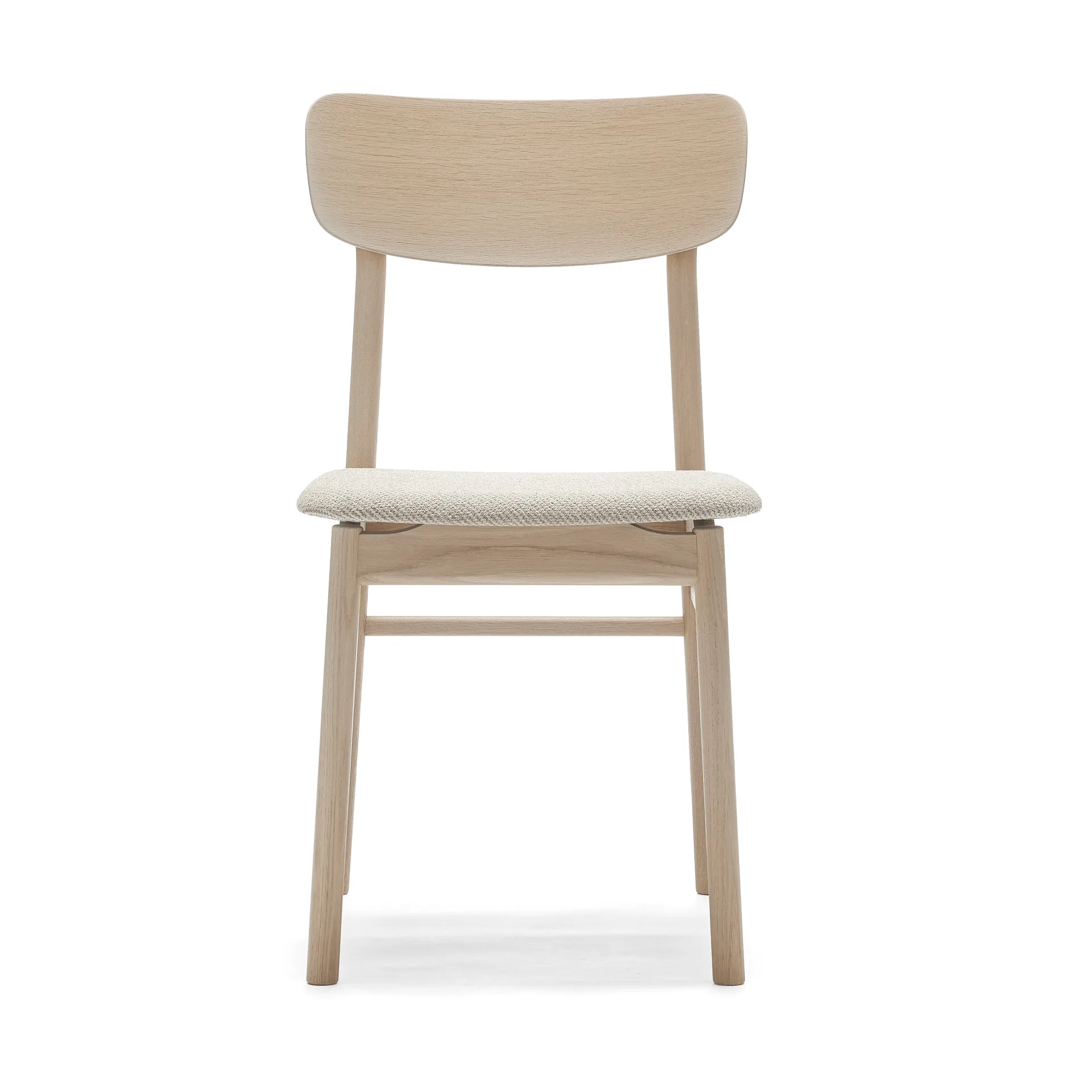 Chaise Prima Vista en chêne laqué mat clair, Tissu Atto Driftwood V3576/01 gris Stolab