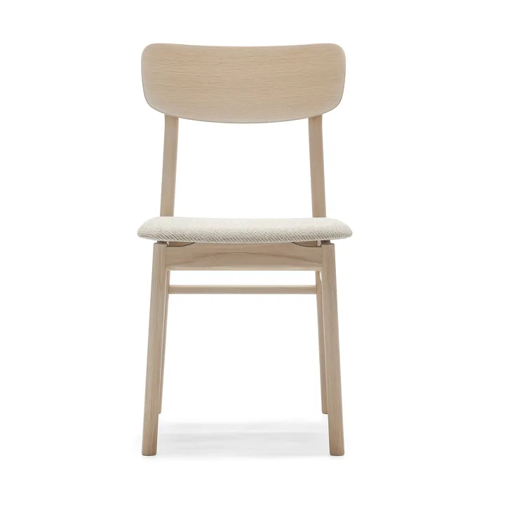Chaise Prima Vista en chêne laqué mat clair - Tissu Atto Driftwood V3576/01 gris - Stolab