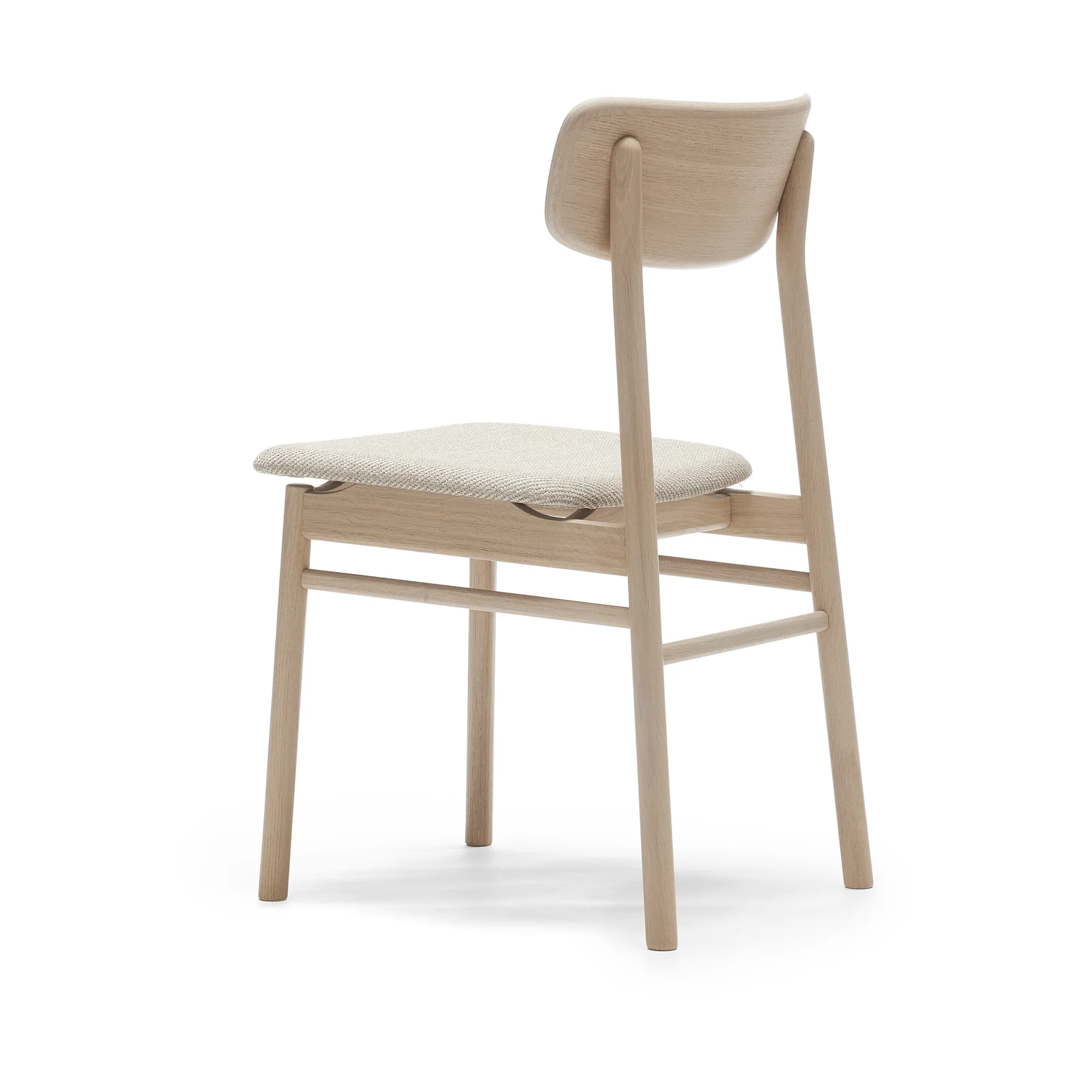 Chaise Prima Vista en chêne laqué mat clair, Tissu Atto Driftwood V3576/01 gris Stolab