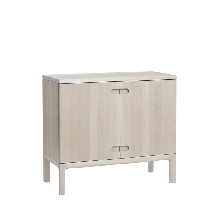 Commode Prio basse - bouleau huilé blanc, porte en bois - Stolab