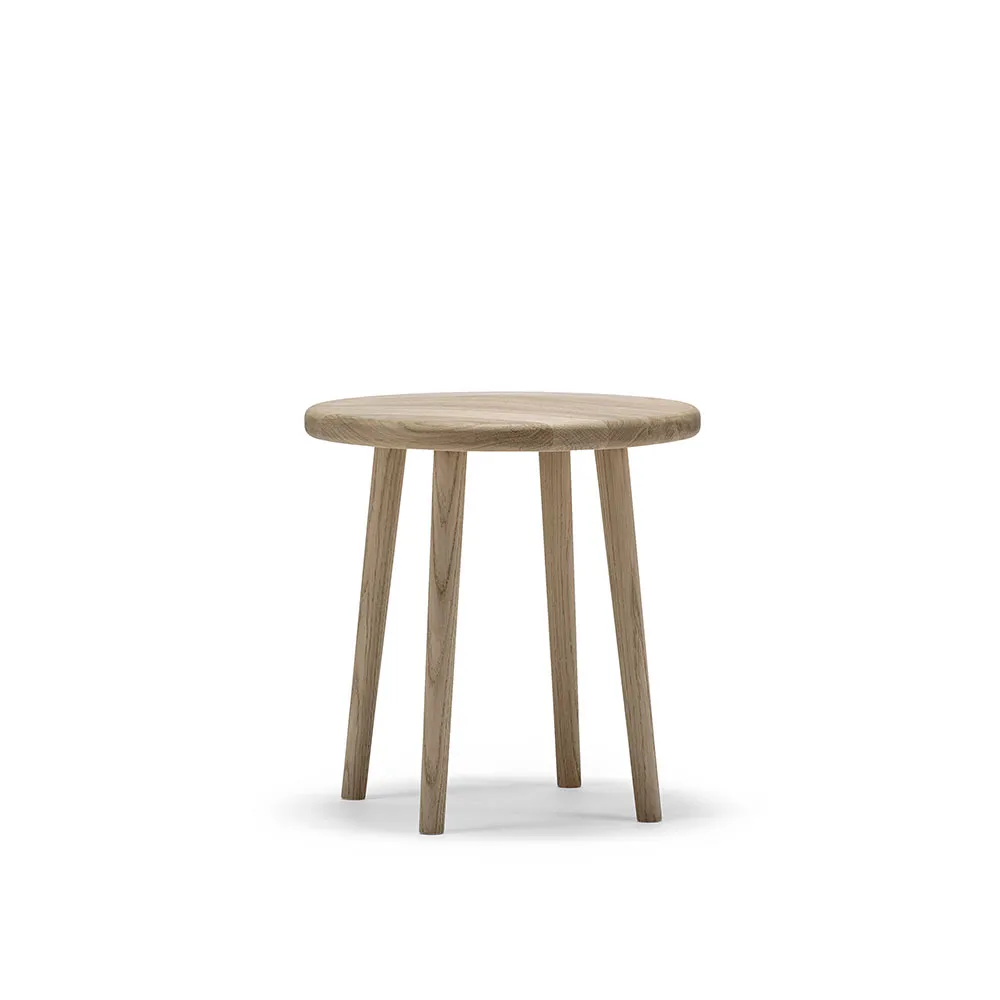 Stolab Miss Button tabouret rond Chêne huilé blanc, bas, Ø44x45 cm