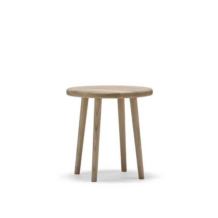 Miss Button tabouret rond - Chêne huilé blanc, bas, Ø44x45 cm - Stolab