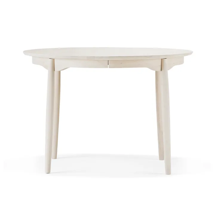 Table à manger divisible Carl - Bouleau huilé blanc, Ø115 cm - Stolab