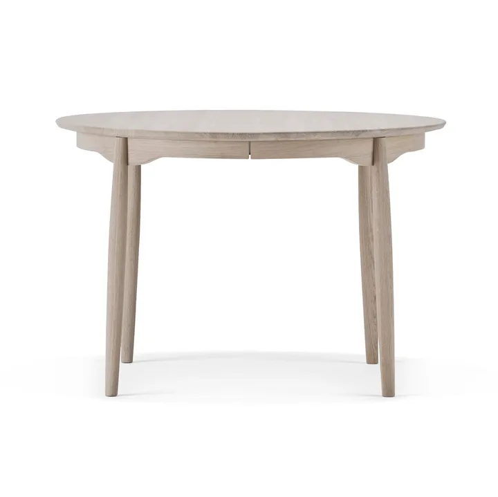 Table à manger séparable Carl - Chêne huilé blanc, Ø115 cm - Stolab
