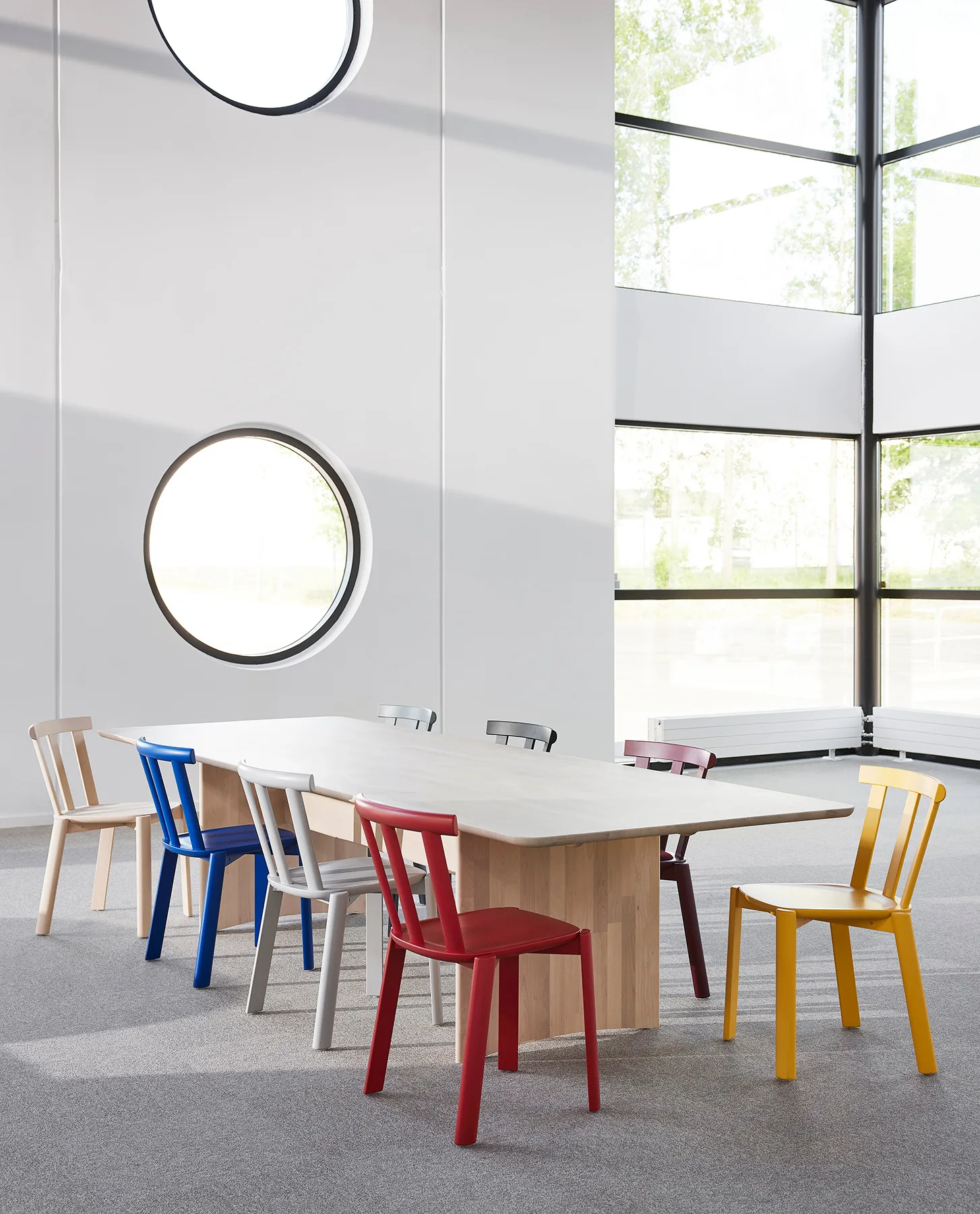 Table Alt 320x110 cm en bouleau, Vernis mat clair Stolab