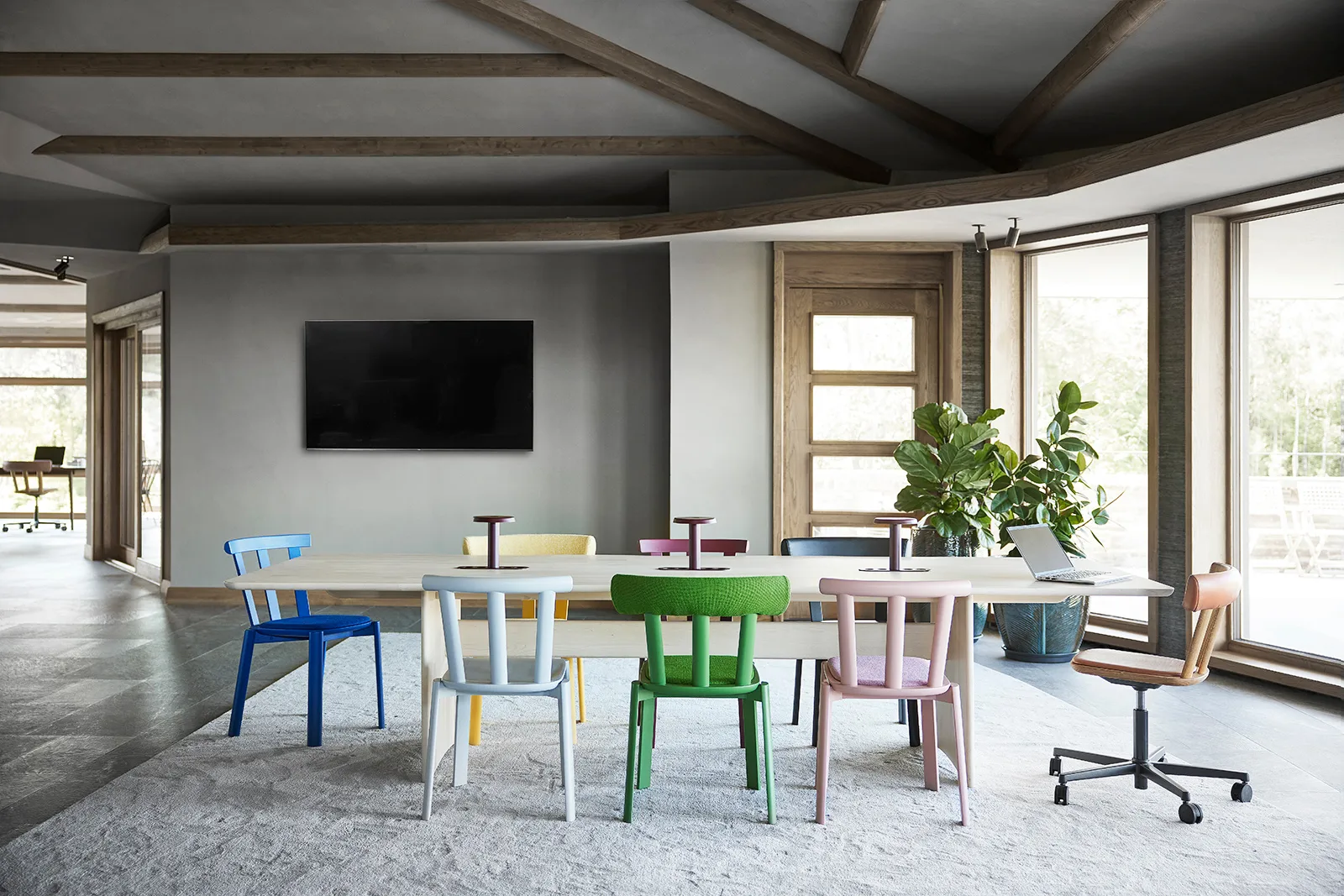 Table Alt 320x110 cm en bouleau, Vernis mat clair Stolab