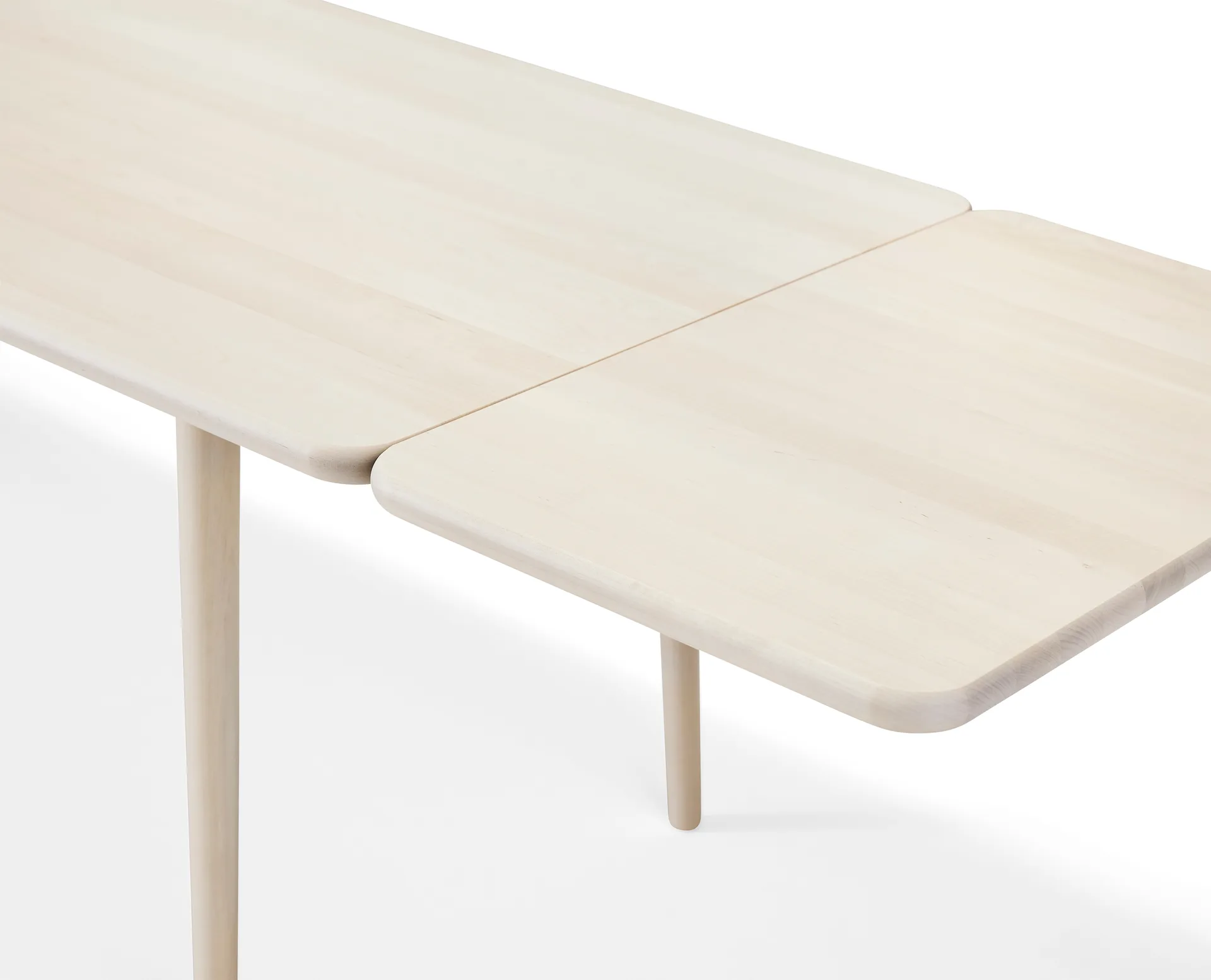 Table Miss Holly 175x100 + 2 rallonges 2x50 cm, bouleau huilé blanc Stolab