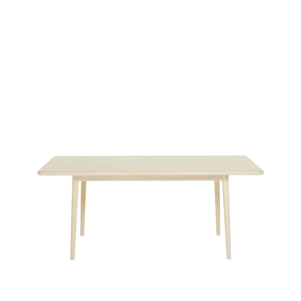 Table Miss Holly 235x82 cm, bouleau laqué mat clair, 2 rallonges Stolab