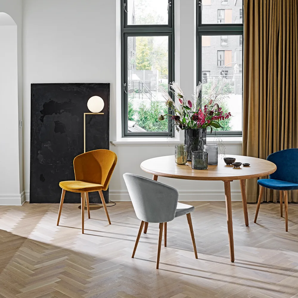 Table Miss Tailor Ø90 cm, chêne huile naturel, plateau fixe Stolab