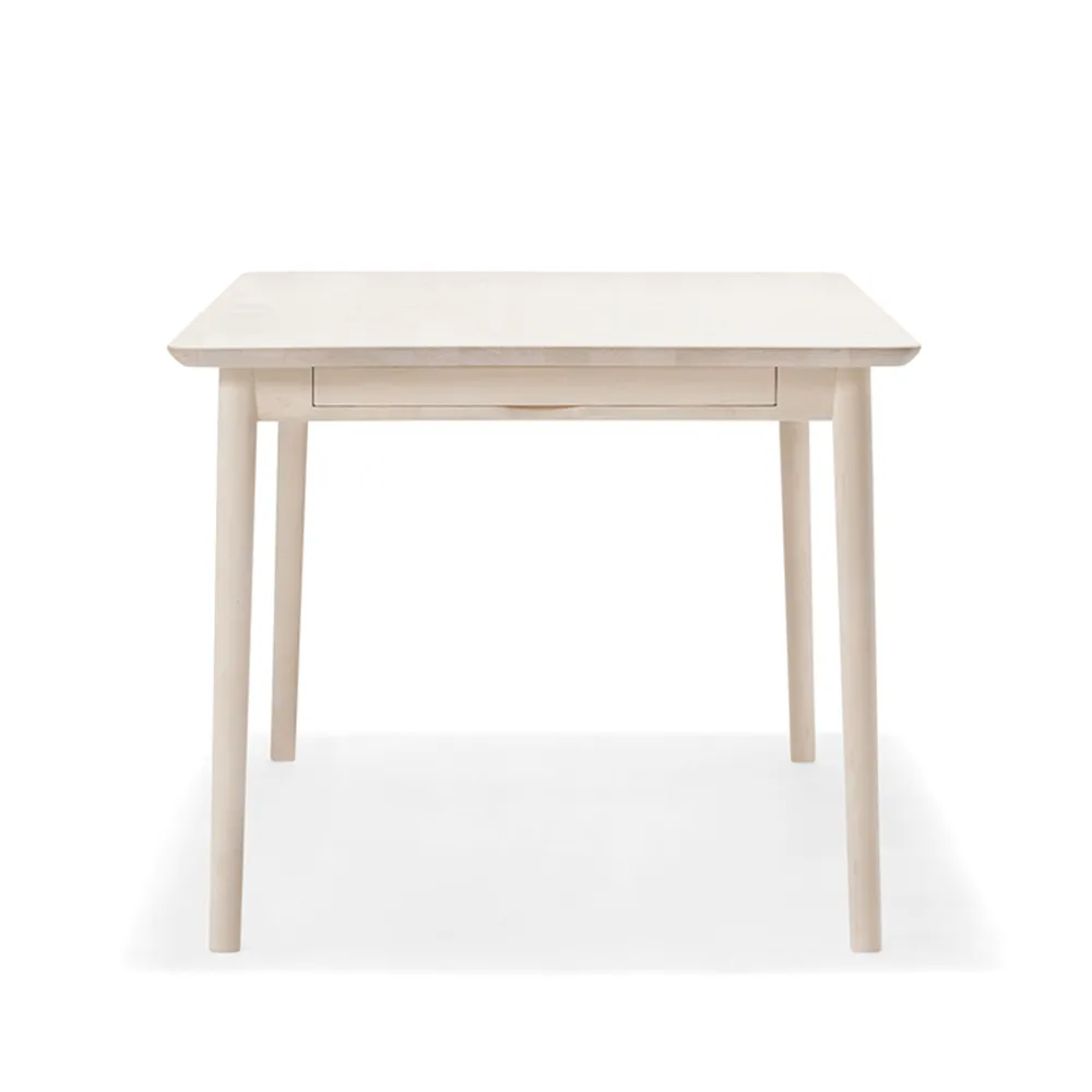 Table Prima Vista, bouleau laqué mat clair-180 cm-1 rallonge Stolab